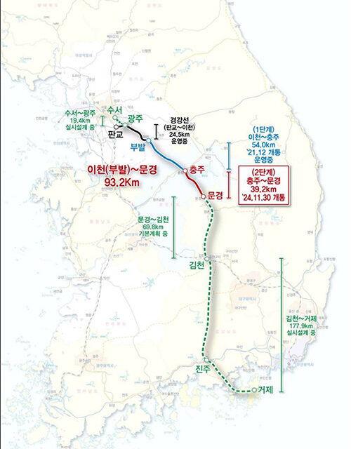 성남시, 판교발 중부내륙선 11월 30일 충주~문경 구간 개통