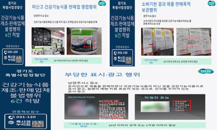 경기도, 특별사법경찰단 미신고 건강기능식품 판매업체 등 불법행위 적발