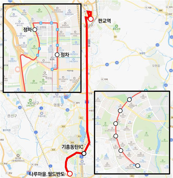 화성특례시,동탄1신도시~판교역 운행6012번 광역버스13일 신규 개통