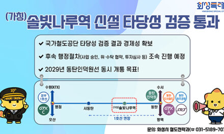 화성특례시, 가칭 솔빛나루역 타당성 검증 통과 “경제성 확보로 사업 추진 본격화”