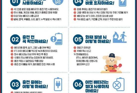 노원소방서, 가정 내 배터리 충전 안전수칙 안내