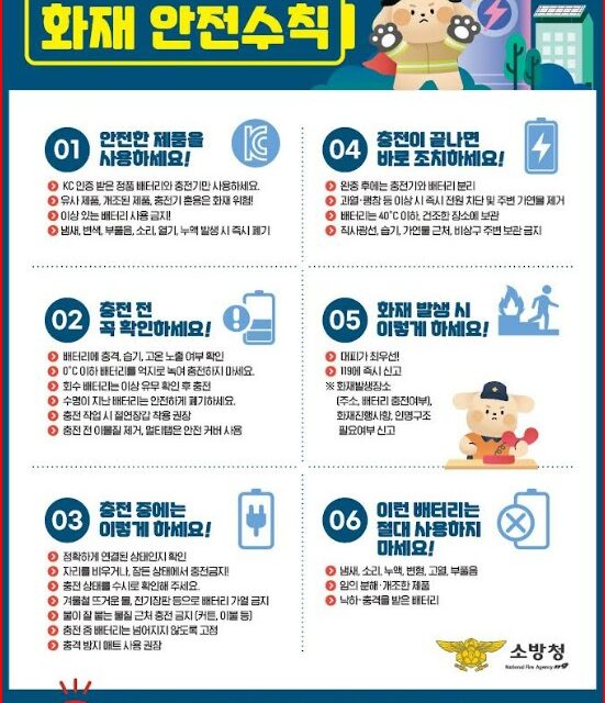 노원소방서, 가정 내 배터리 충전 안전수칙 안내