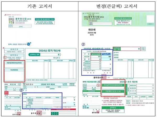 동두천시, 작아서 안 보이던 지방세 고지서 ‘큰 글씨’로 바꾼다