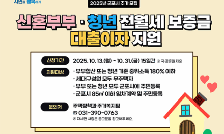 군포시, 신혼부부·청년 전월세 보증금 대출이자 지원
