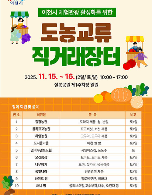 이천시, 체험관광활성화를 위한 도농 교류 직거래 장터 개최