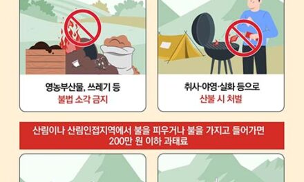 양주시, 산림 인접 100m 이내 불법 소각 단속 강화 위반 시 과태료 부과