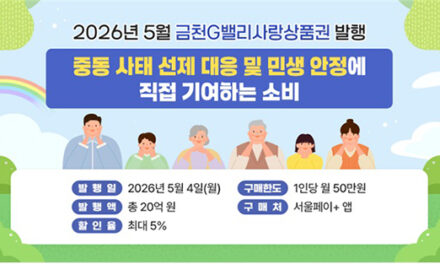 서울 금천구, 5월 4일 ‘금천G밸리사랑상품권’ 20억 원 발행