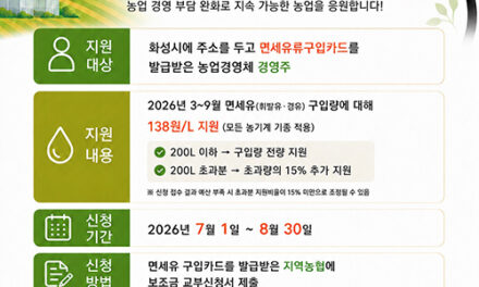 화성특례시, 고유가 부담 던다 농업용 면세유 구입비 ‘2억 4천만 원’ 긴급 지원