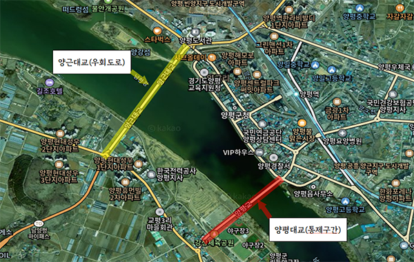 양평군, 7월 초부터 말까지 양평대교 정비공사에 따른 야간 전면 통제 실시