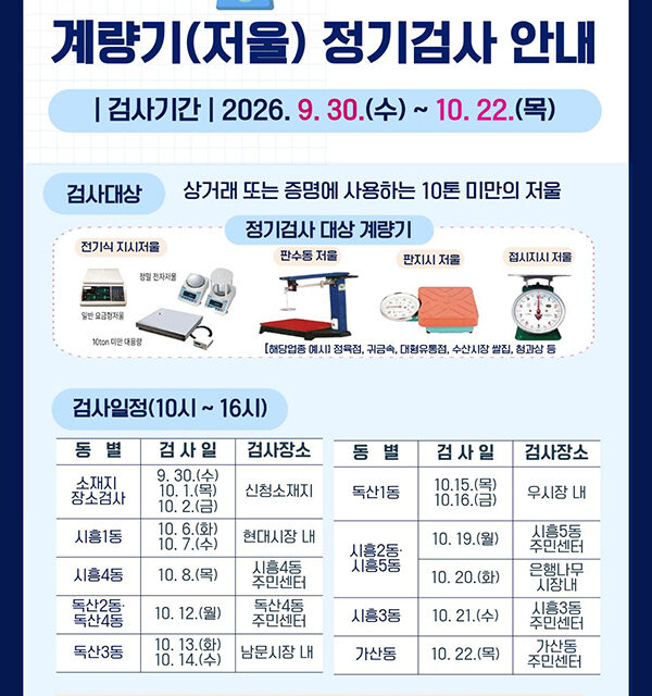서울 금천구, “상업용 저울 꼼꼼히 확인하세요”